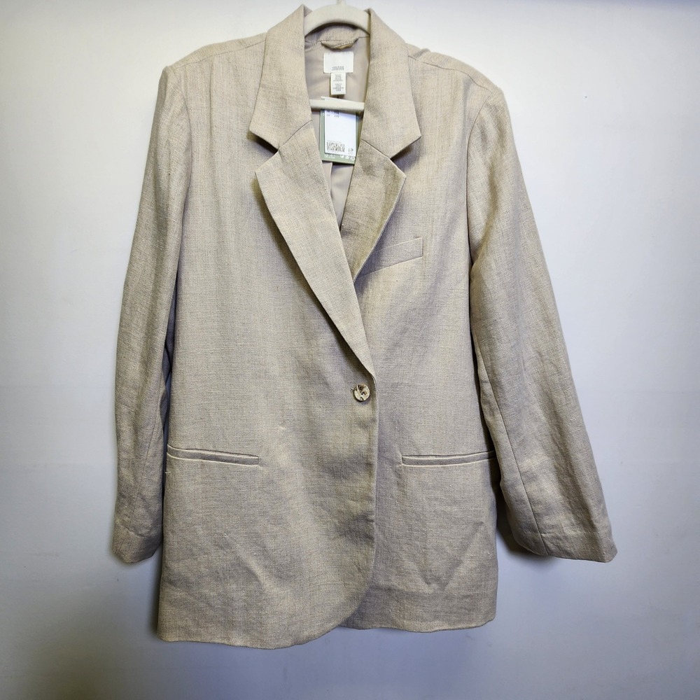 H&M NWT Double Breasted 100% Pure Linen Blazer Beige XXL